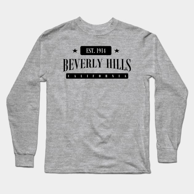 Beverly Hills EST. 1914 (Standard Black) Long Sleeve T-Shirt by MistahWilson